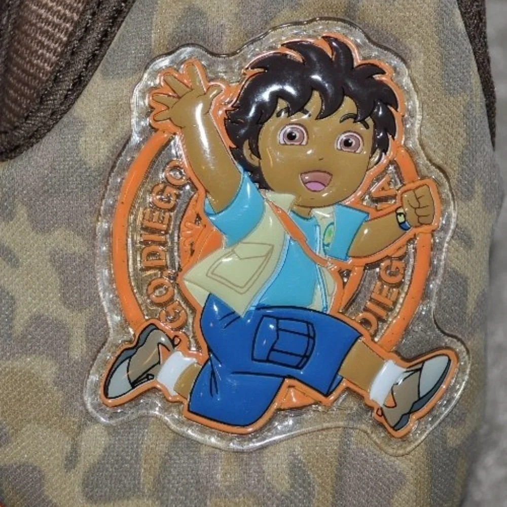 Toddler Go Diego Go Slippers 5/6 Brown Terry Slip On Non Slip Bottoms Nick Jr.